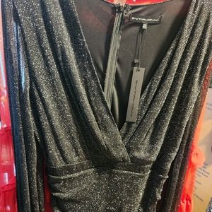 Black/silver ruched 2x dress baddie sheer arms